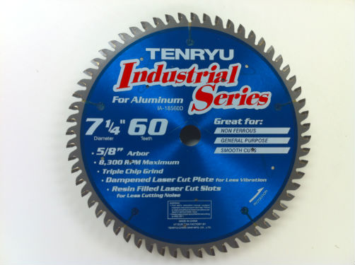 Tenryu IA-18560D Industrial Non-Ferrous 7-1/4" X 60T 5/8" KO Arbor